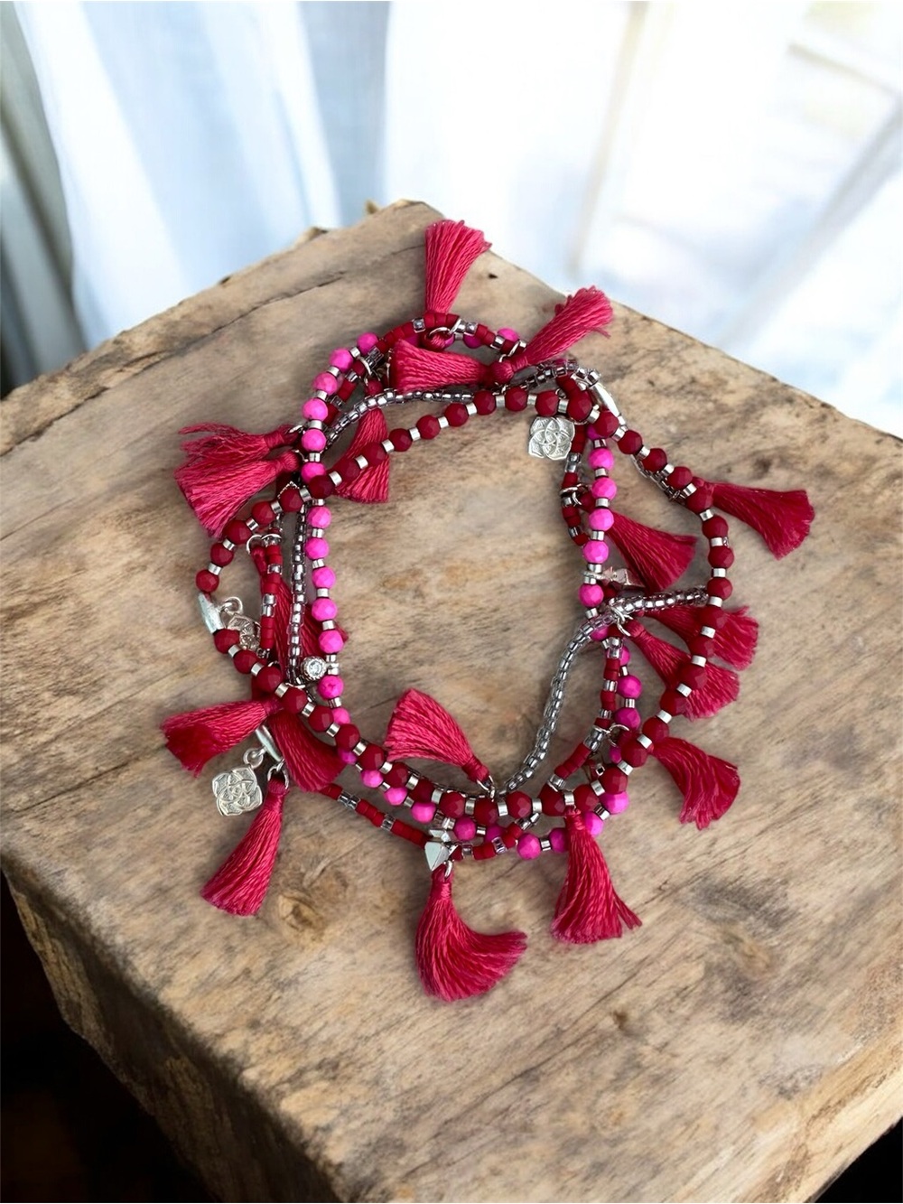 Kendra Scott Julie Tassle Beaded Boho Stretch Bracelet Stack
